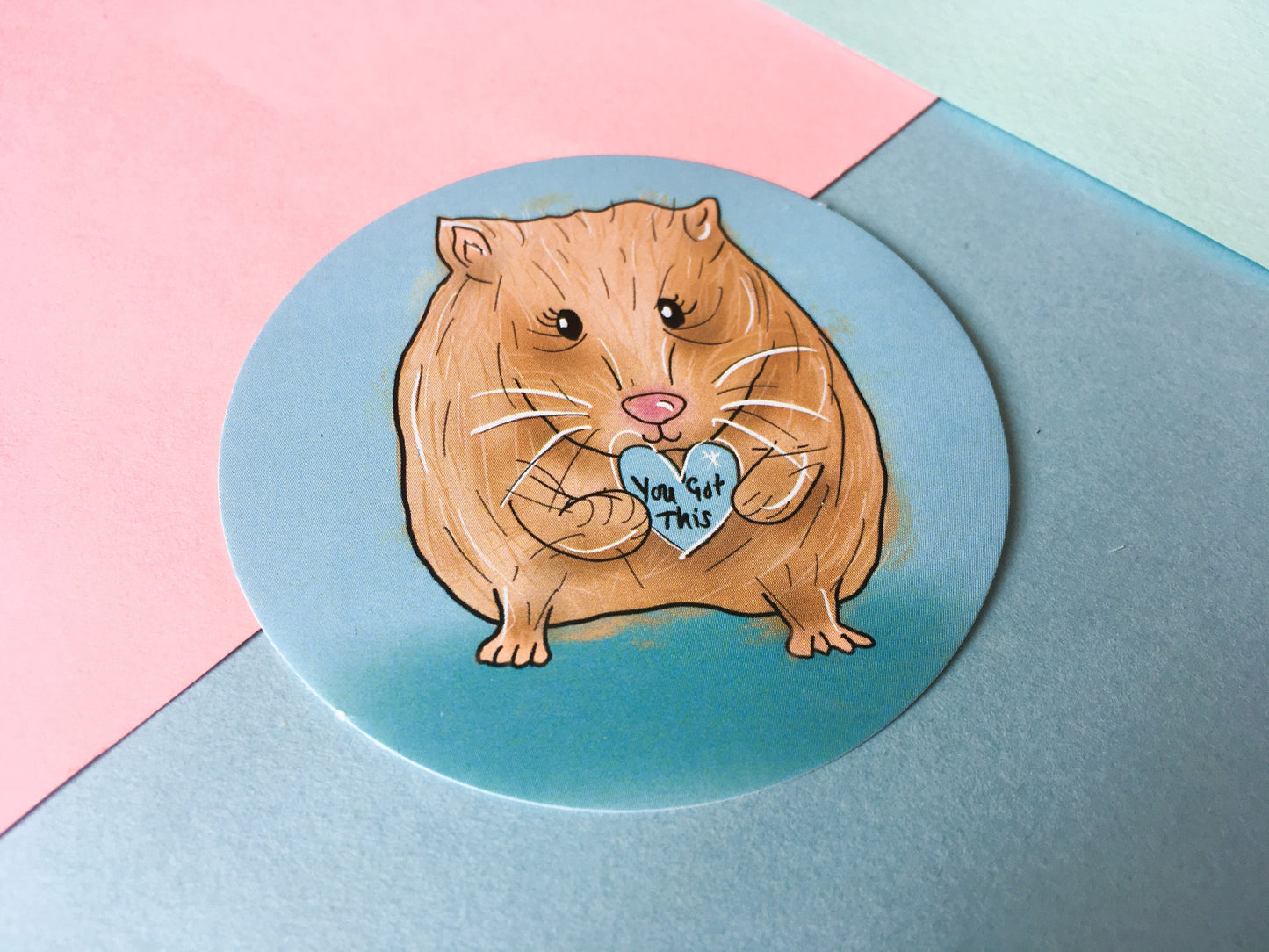 You Got This, Cute Hamster Round Paper Sticker