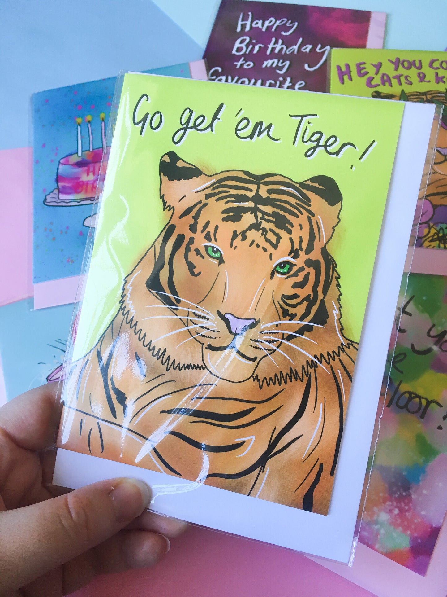 Go Get 'em Tiger Greeting Card, Motivational Card