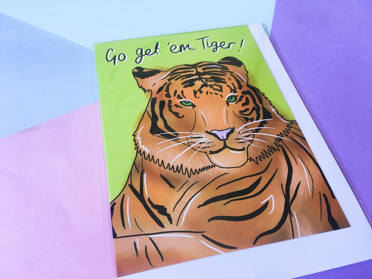 Go Get 'em Tiger Greeting Card, Motivational Card