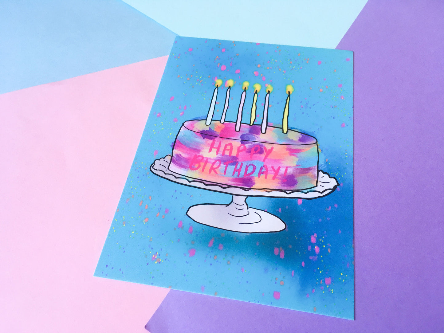 Happy Birthday Cake A6 Postcard