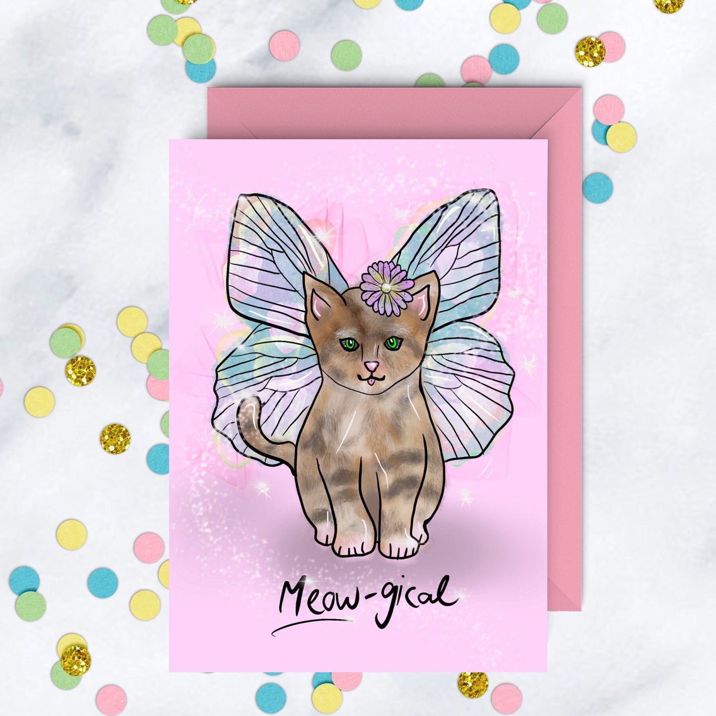 Cute Cat Greeting Card, Meow-gical Magical Kitten