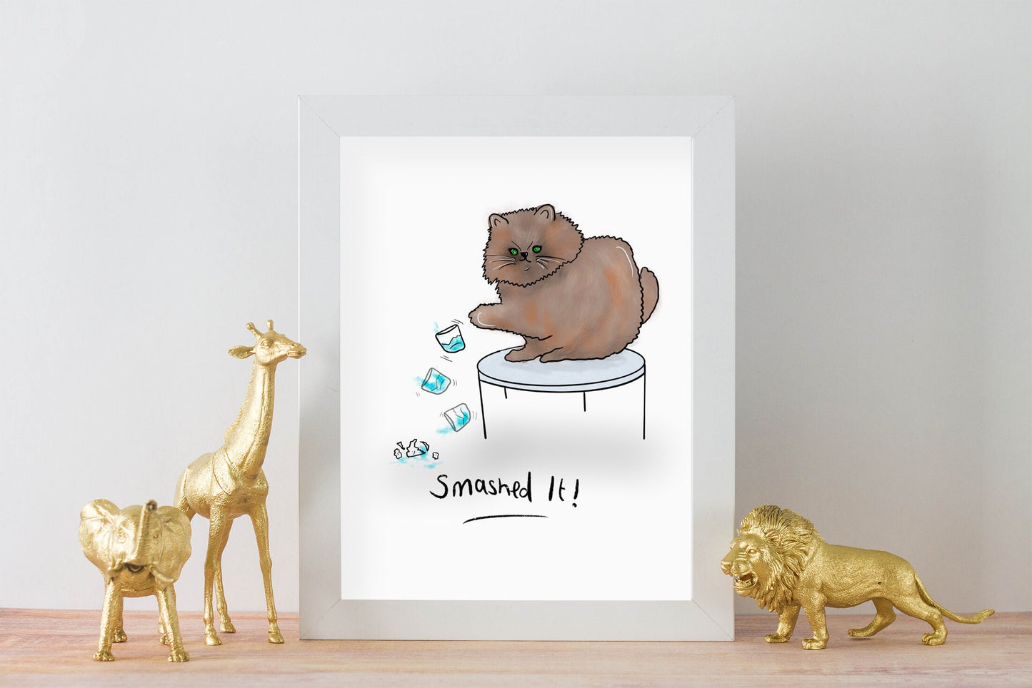 Smashed It A4 Print, Funny Cat Art