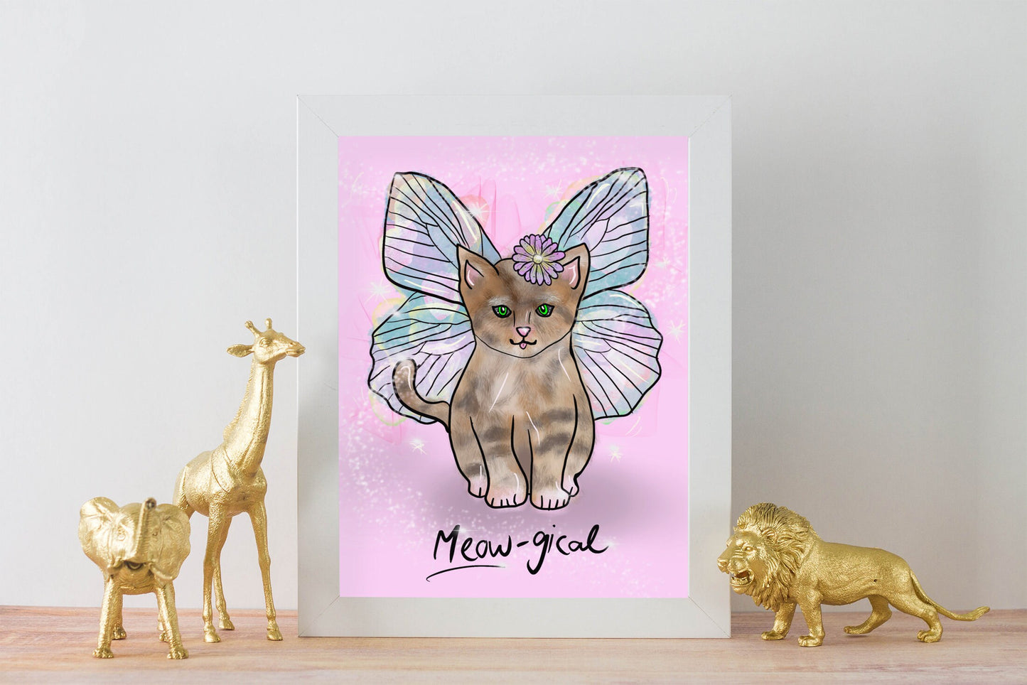 Meow-gical Cat A4 Print, Fairy Kitten Illustration