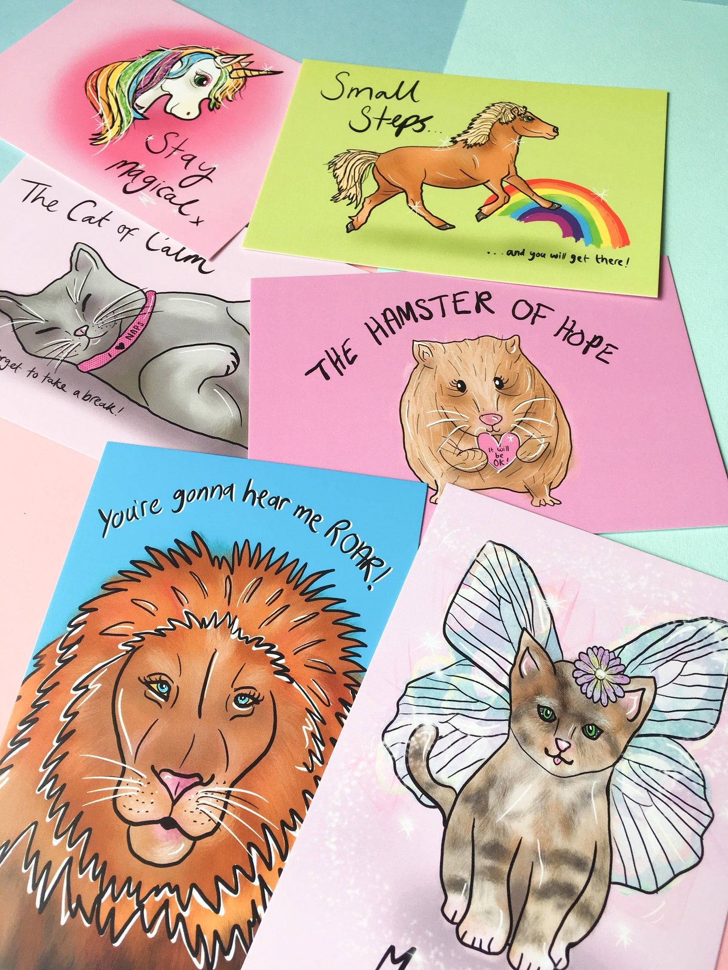 Animal Motivation Postcard Set, A6 Cute Animal Postcards