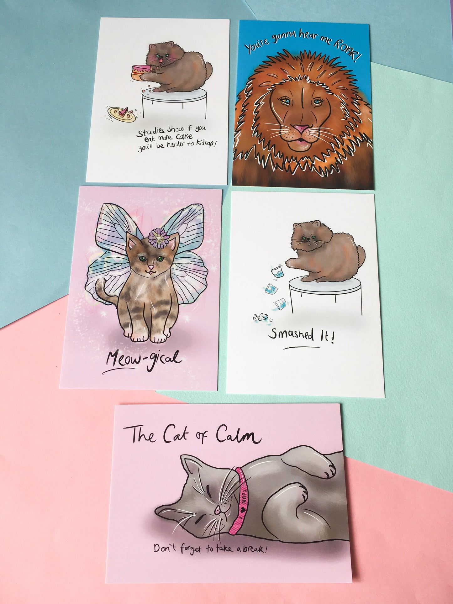 Inspirational Cats Postcard Set, A6 Animal Postcards