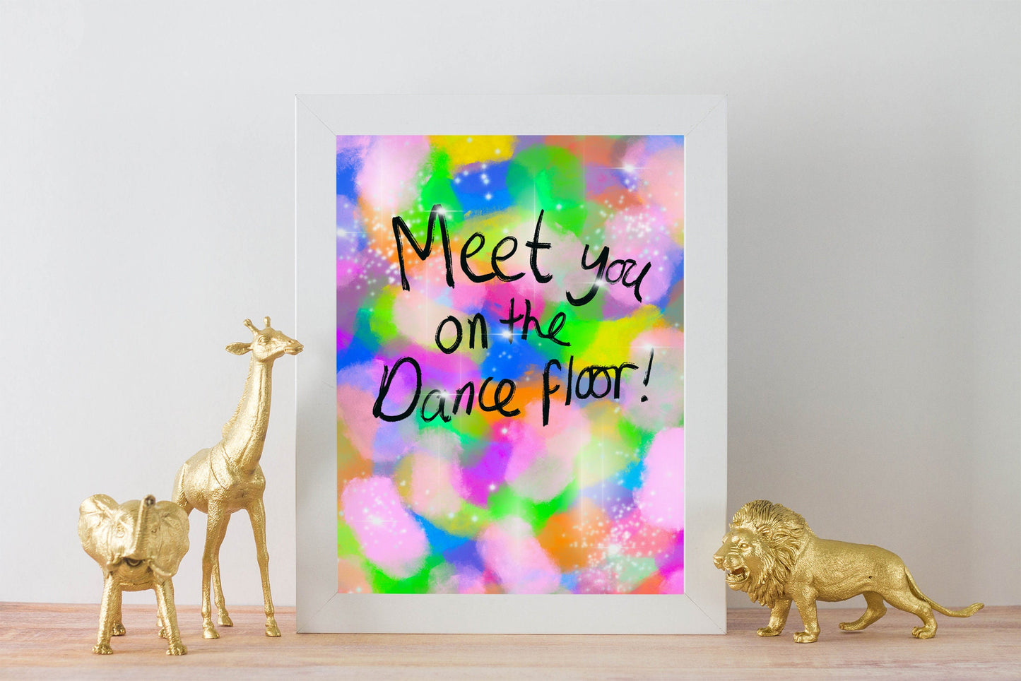 Colourful Dance Floor, Disco Lights A4 Print
