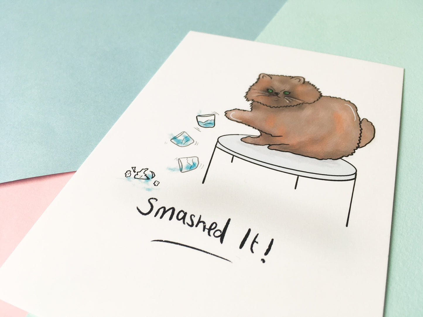 Smashed It, Funny Cat Postcard