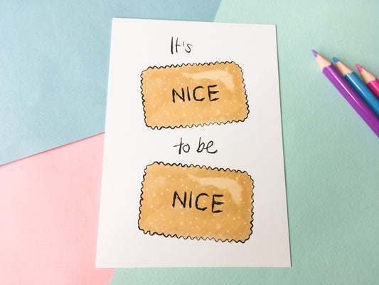 It's Nice to be Nice Postcard, Kindness Quote