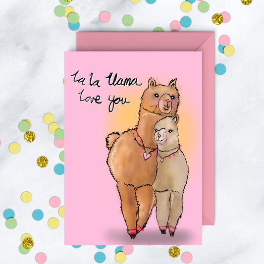 Llama Love You Card, Valentine's Cute Card