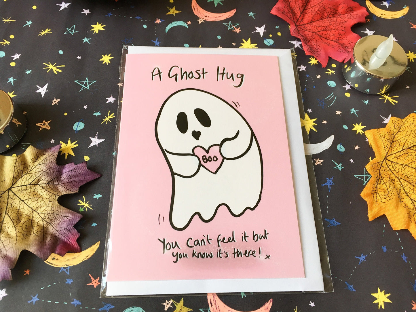 Cute Ghost Hug Card, Miss You Friend, Halloween