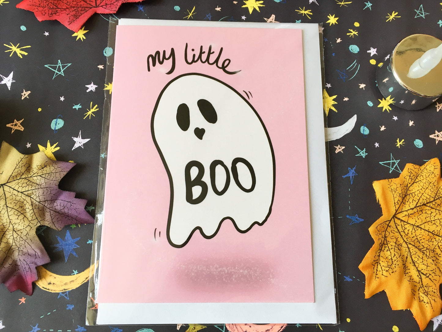 My Little Boo Card, Cute Ghost Pink