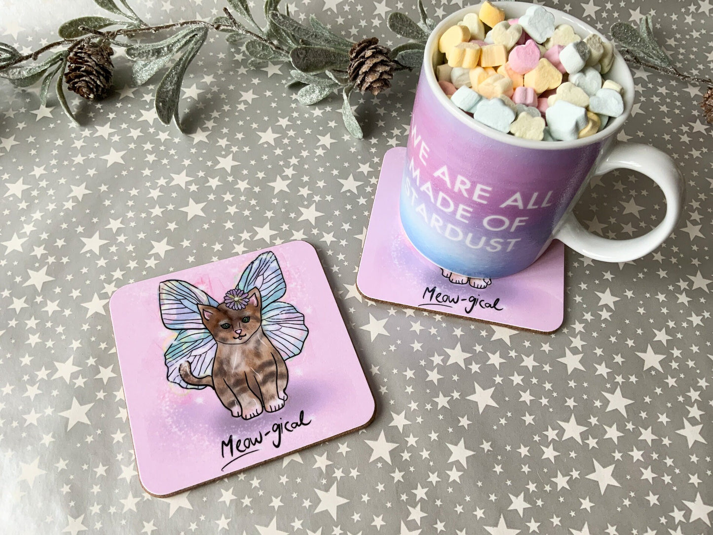 Grey Kitten Coaster, Magical Cat Lover Homeware
