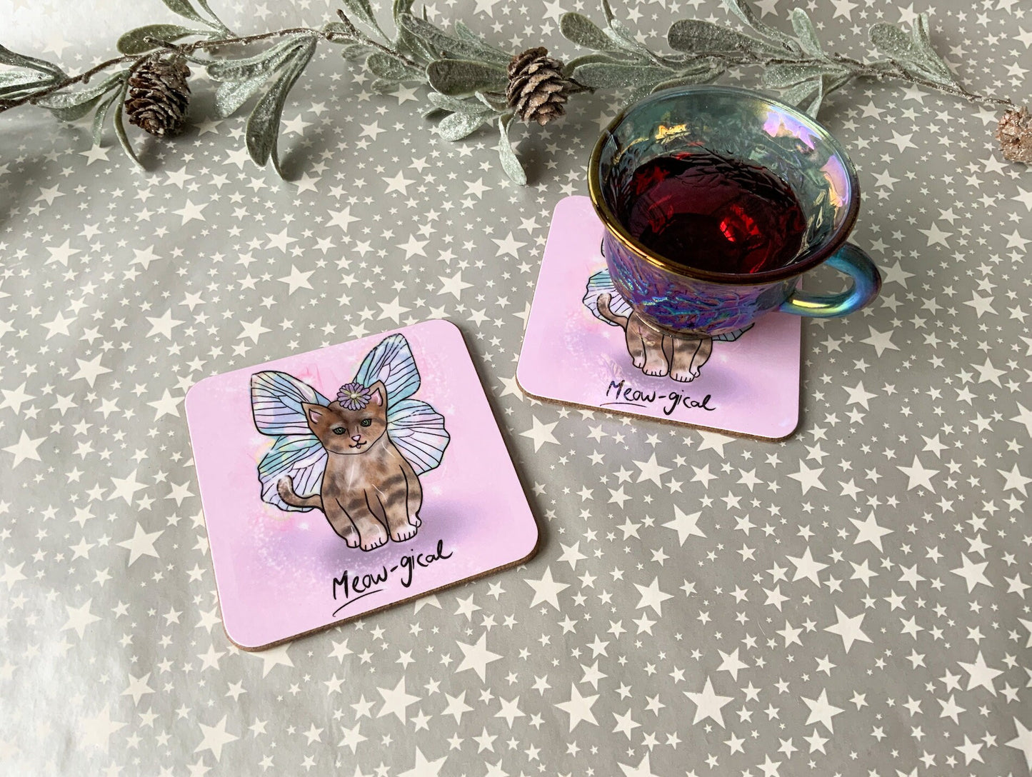 Grey Kitten Coaster, Magical Cat Lover Homeware