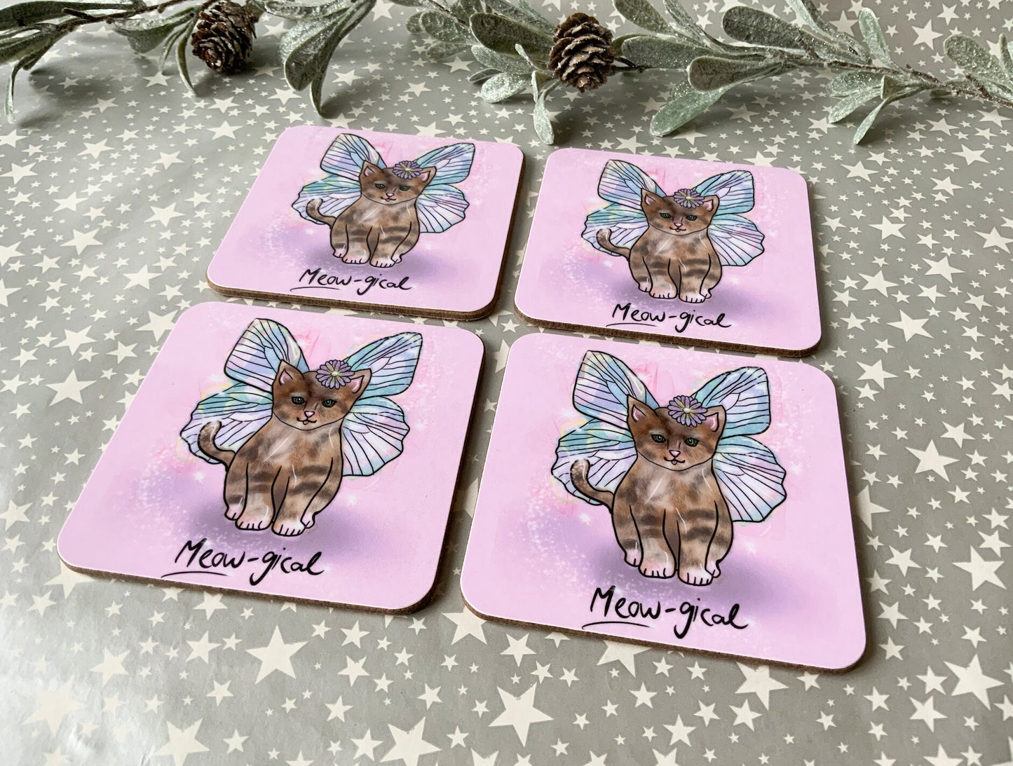 Grey Kitten Coaster, Magical Cat Lover Homeware