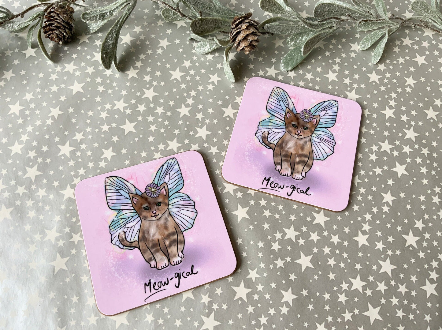 Grey Kitten Coaster, Magical Cat Lover Homeware