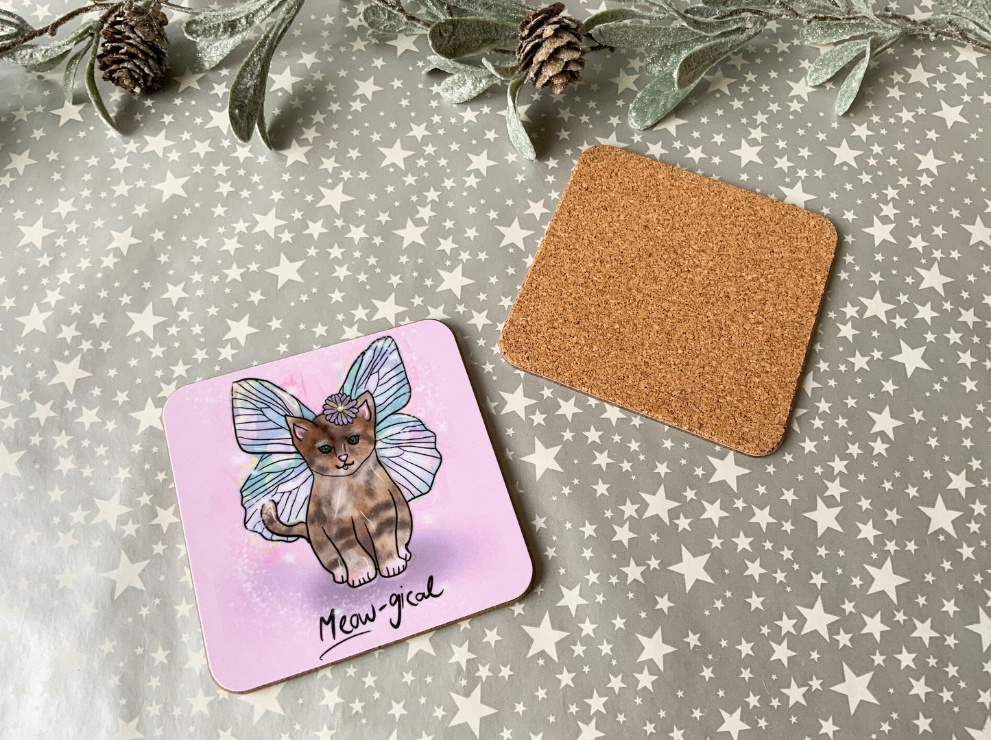 Grey Kitten Coaster, Magical Cat Lover Homeware
