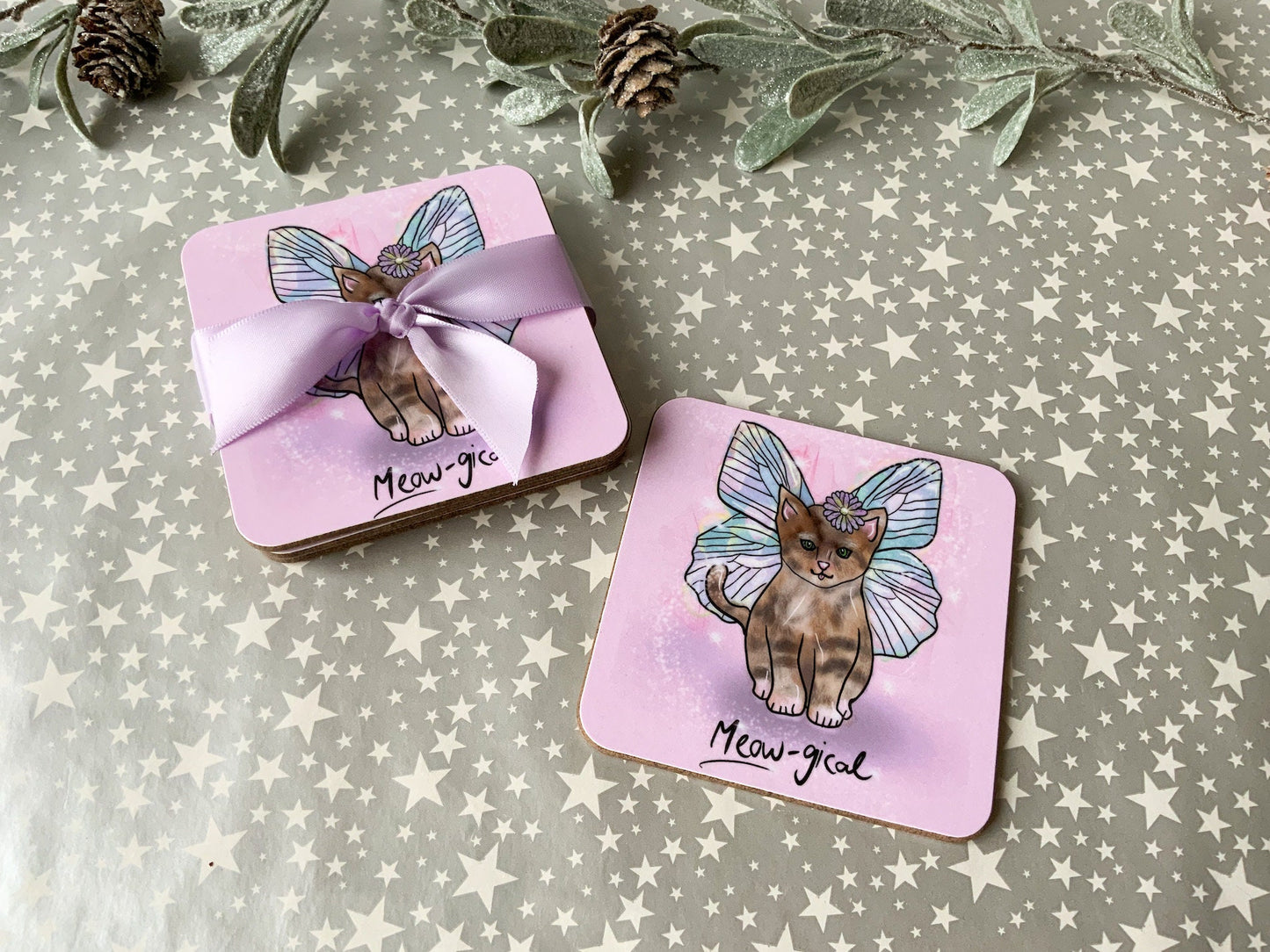 Grey Kitten Coaster, Magical Cat Lover Homeware