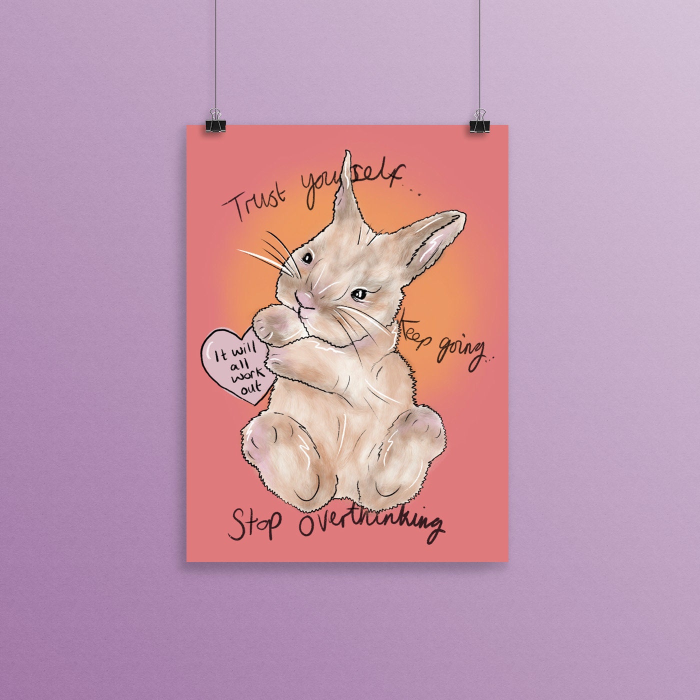Believe in Yourself Bunny Print, A5 Rabbit Art