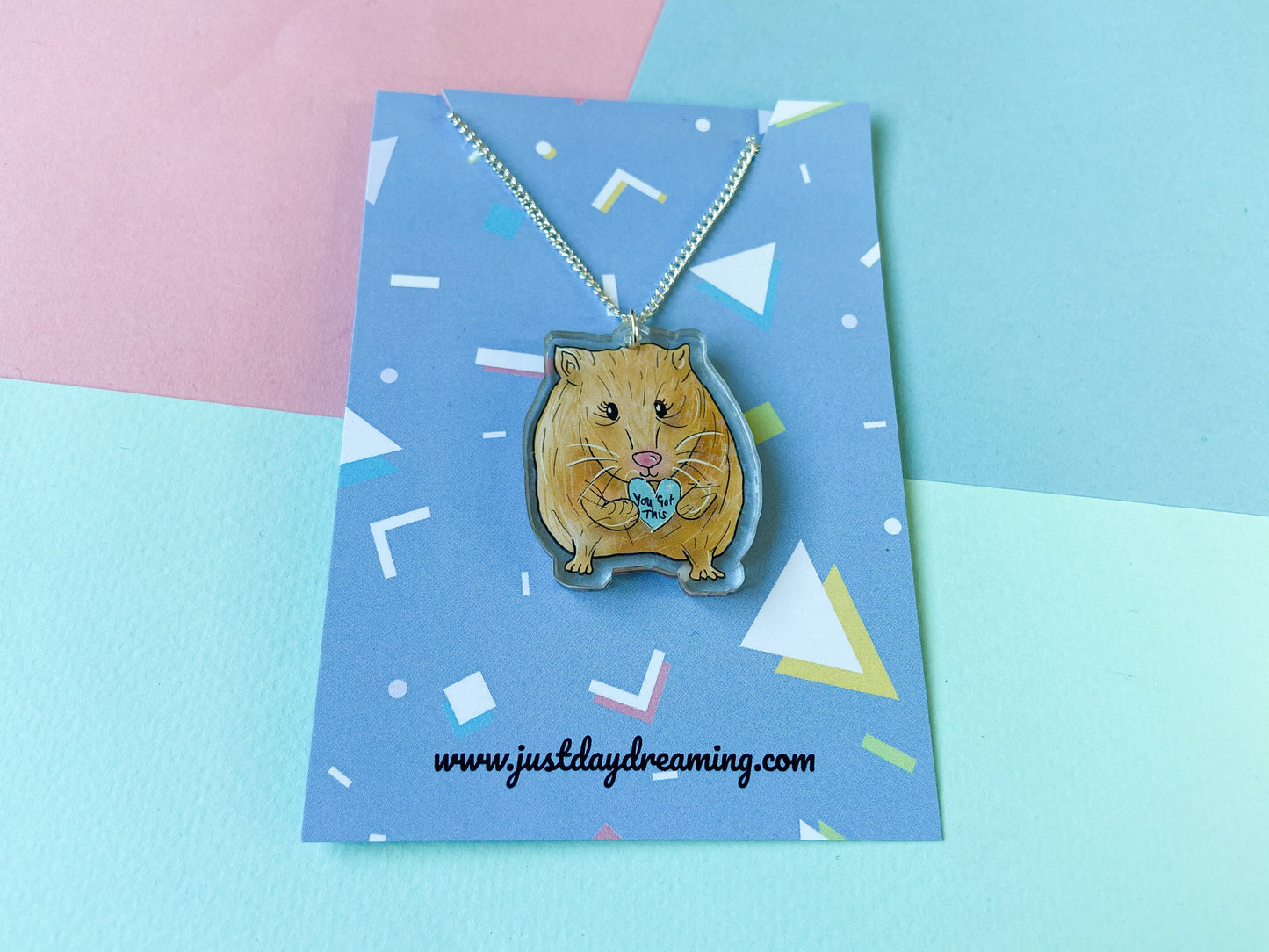 Motivational Hamster Necklace, Animal Jewellery