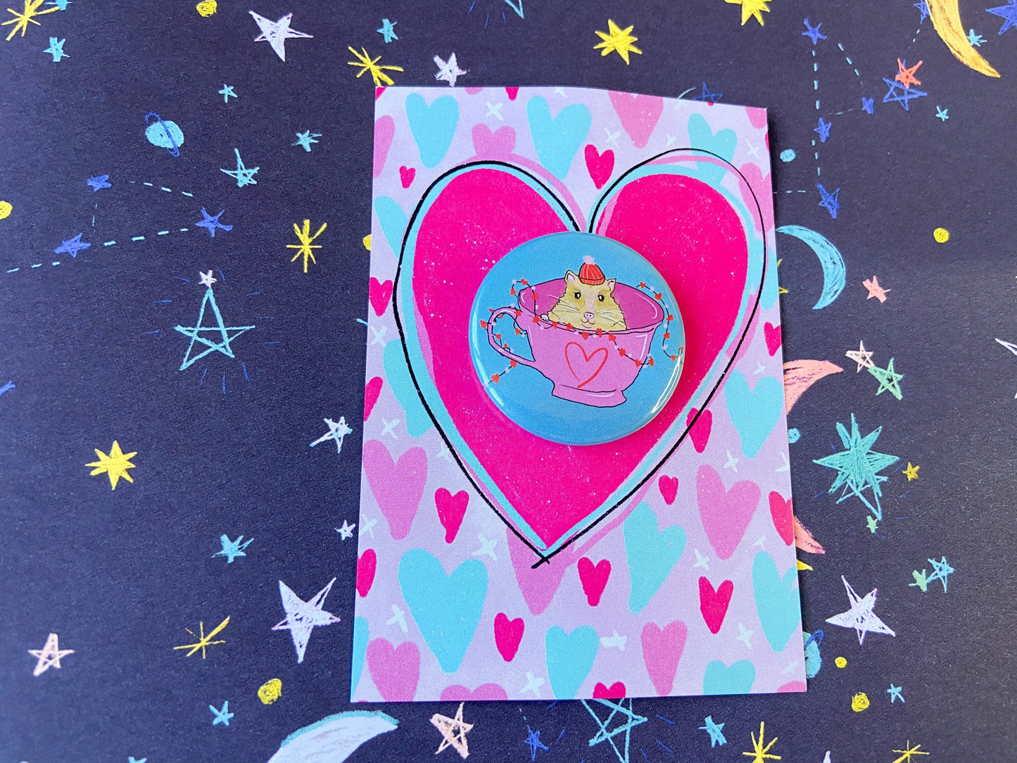 Cute Animal in Teacup Badge