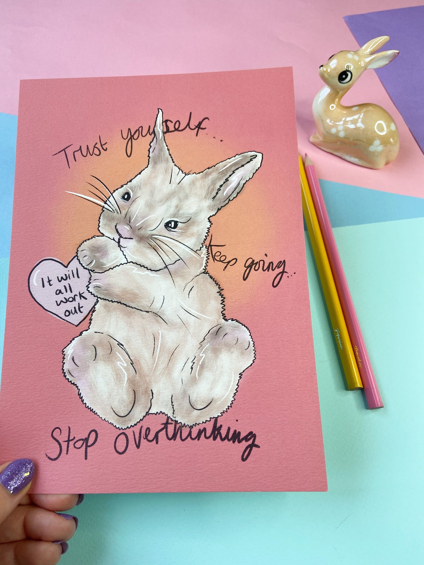 Believe in Yourself Bunny Print, A5 Rabbit Art