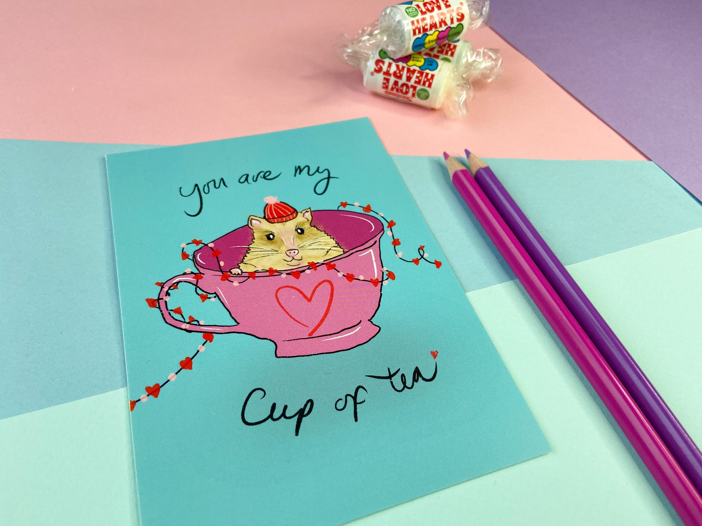 My Cup of Tea Postcard, Hamster Teacup