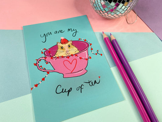 My Cup of Tea Postcard, Hamster Teacup