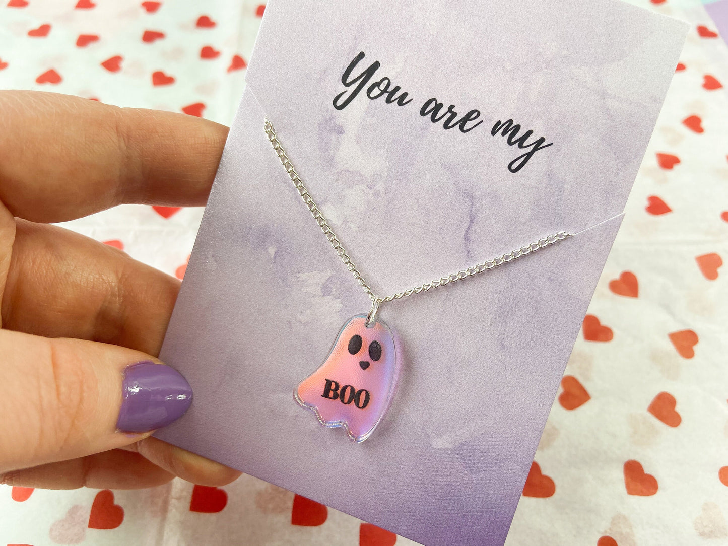 My Boo Necklace, Tiny Ghost, Halloween Jewellery