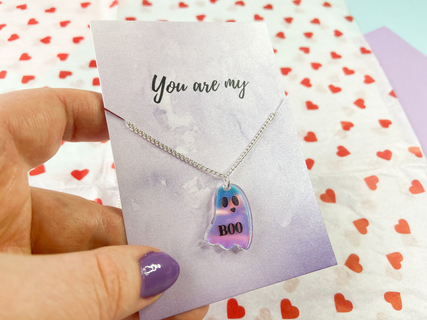 My Boo Necklace, Tiny Ghost, Halloween Jewellery
