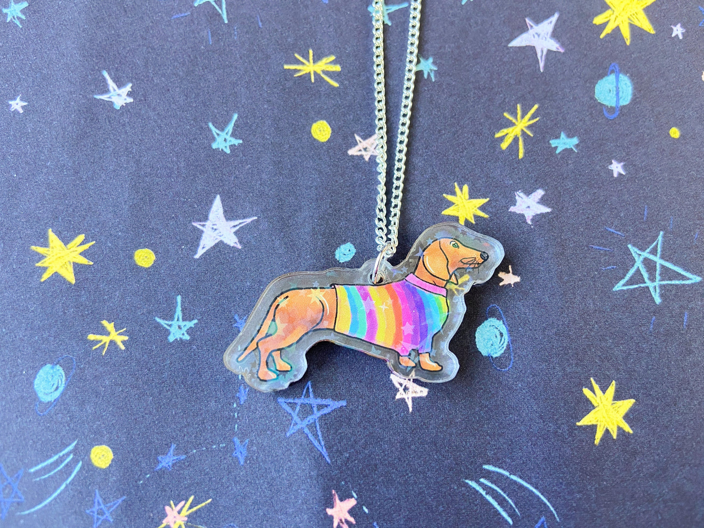 Sausage Dog Necklace, Colourful Dachshund Jewellery