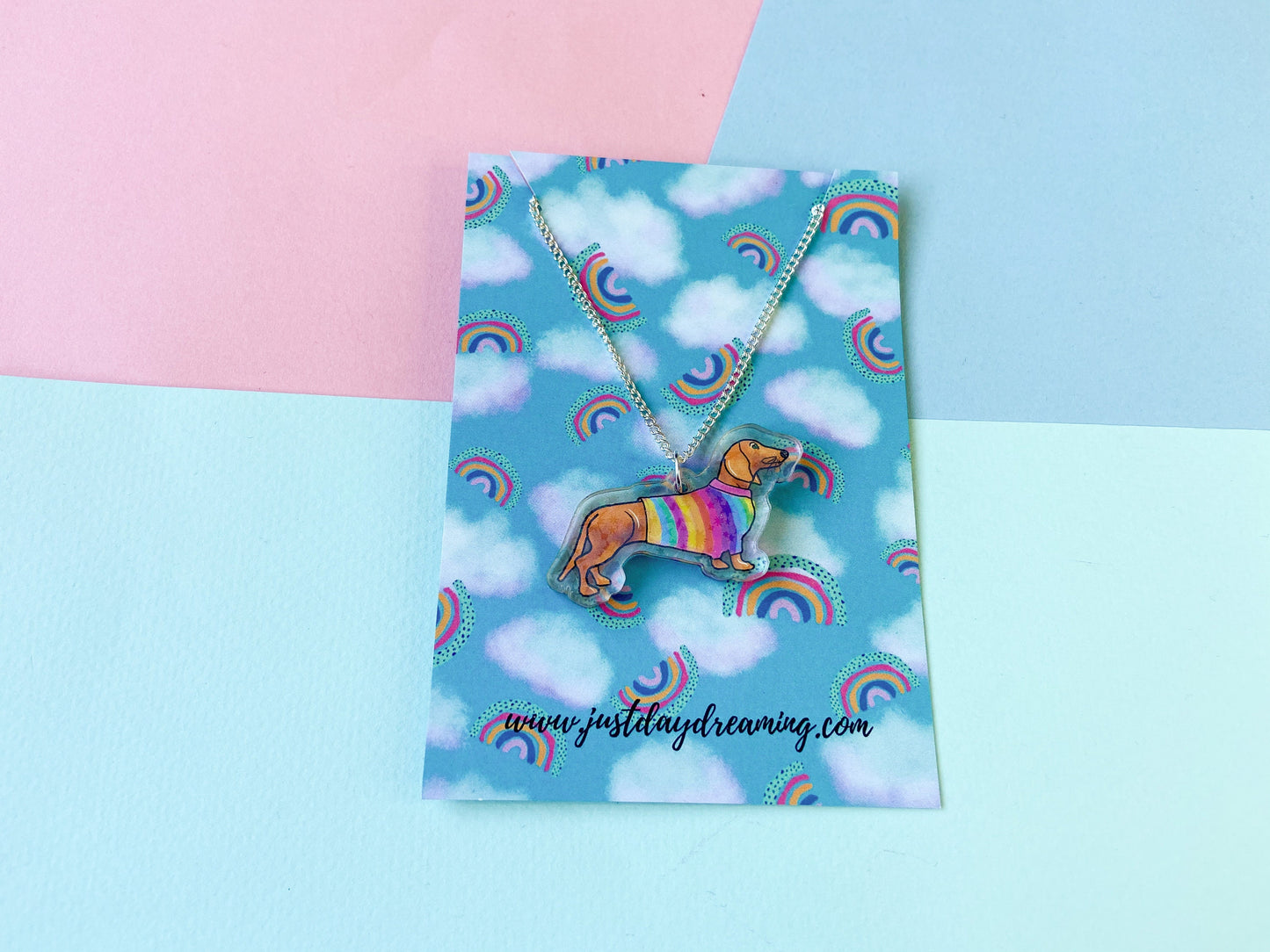 Sausage Dog Necklace, Colourful Dachshund Jewellery
