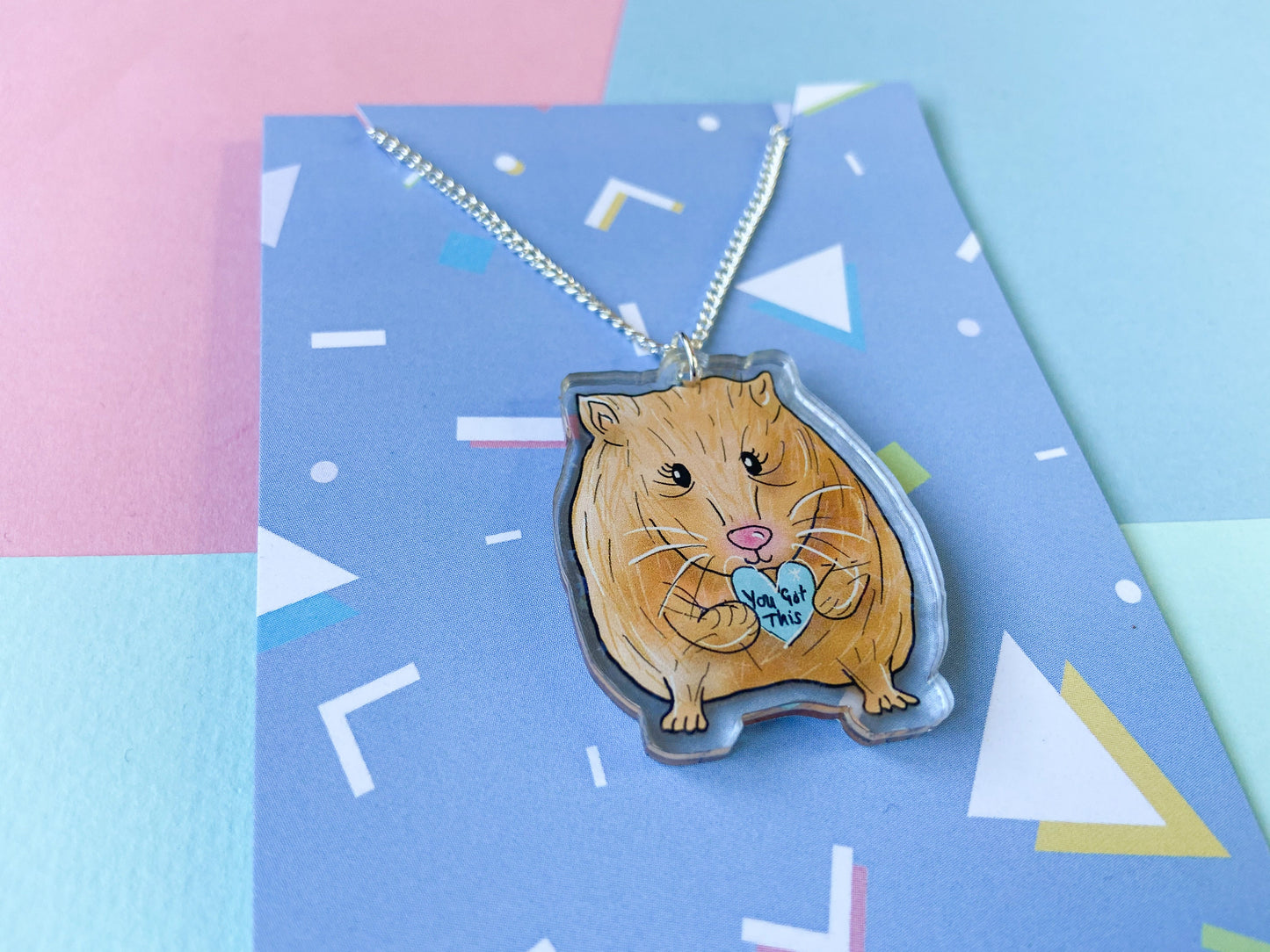 Motivational Hamster Necklace, Animal Jewellery