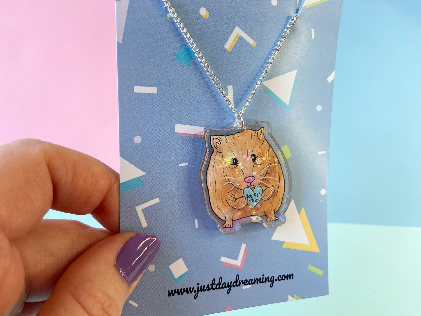 Motivational Hamster Necklace, Animal Jewellery