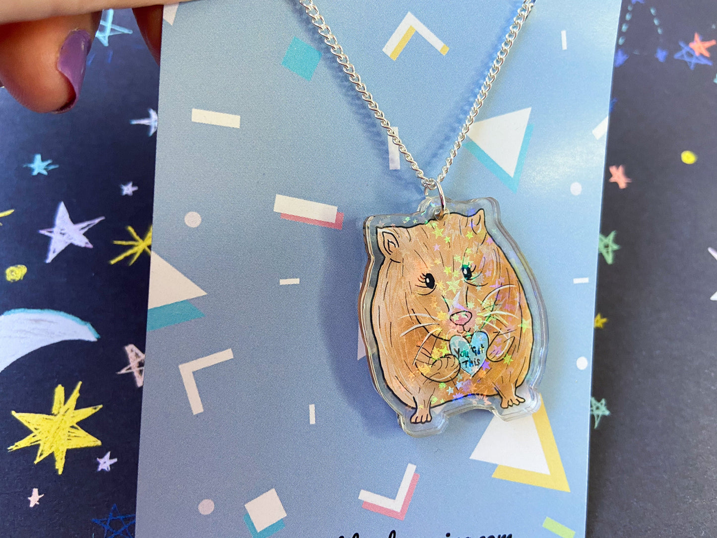 Motivational Hamster Necklace, Animal Jewellery