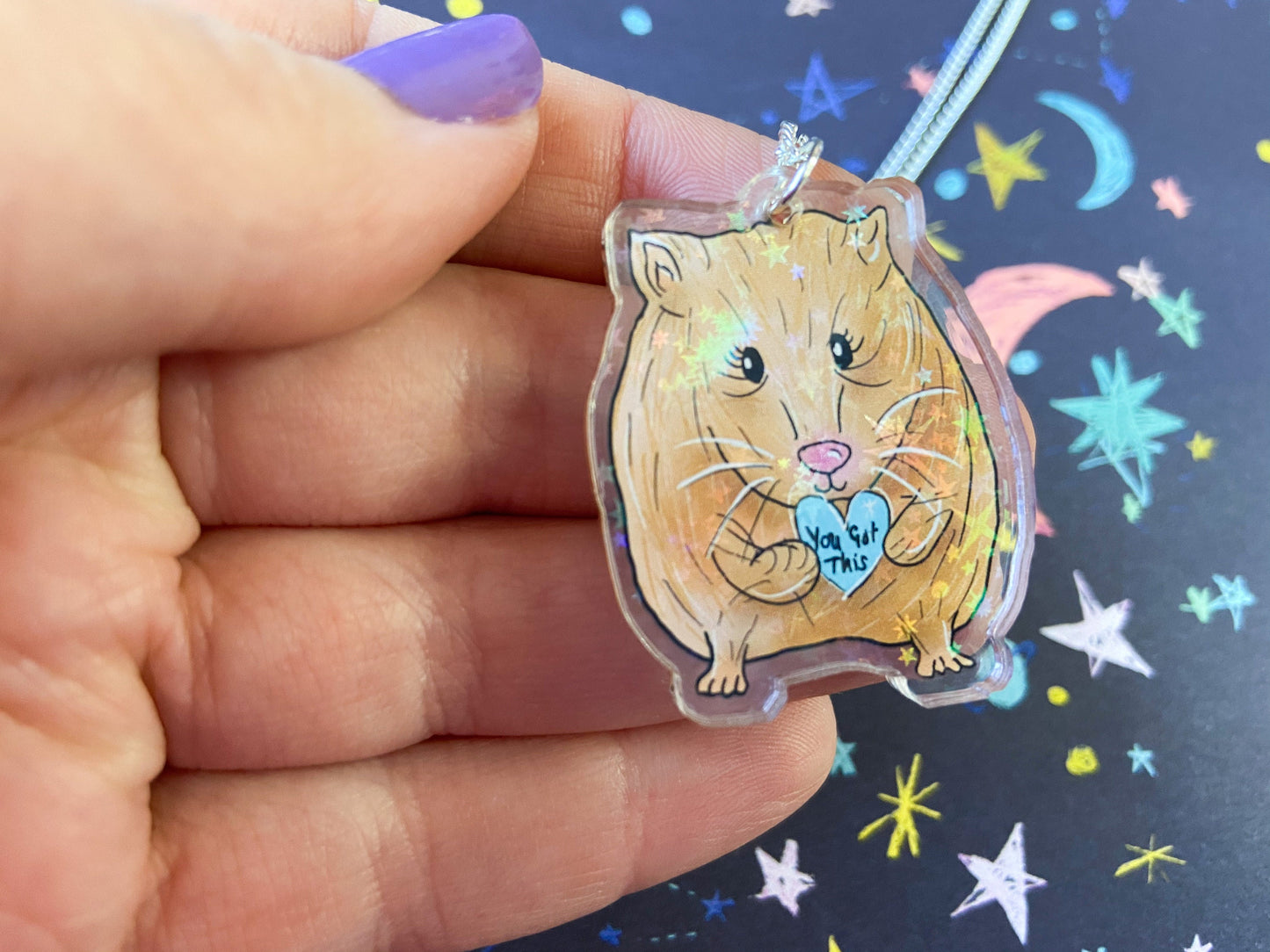 Motivational Hamster Necklace, Animal Jewellery