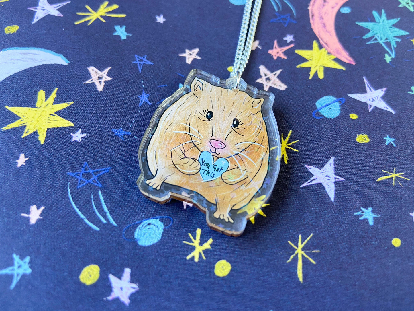 Motivational Hamster Necklace, Animal Jewellery