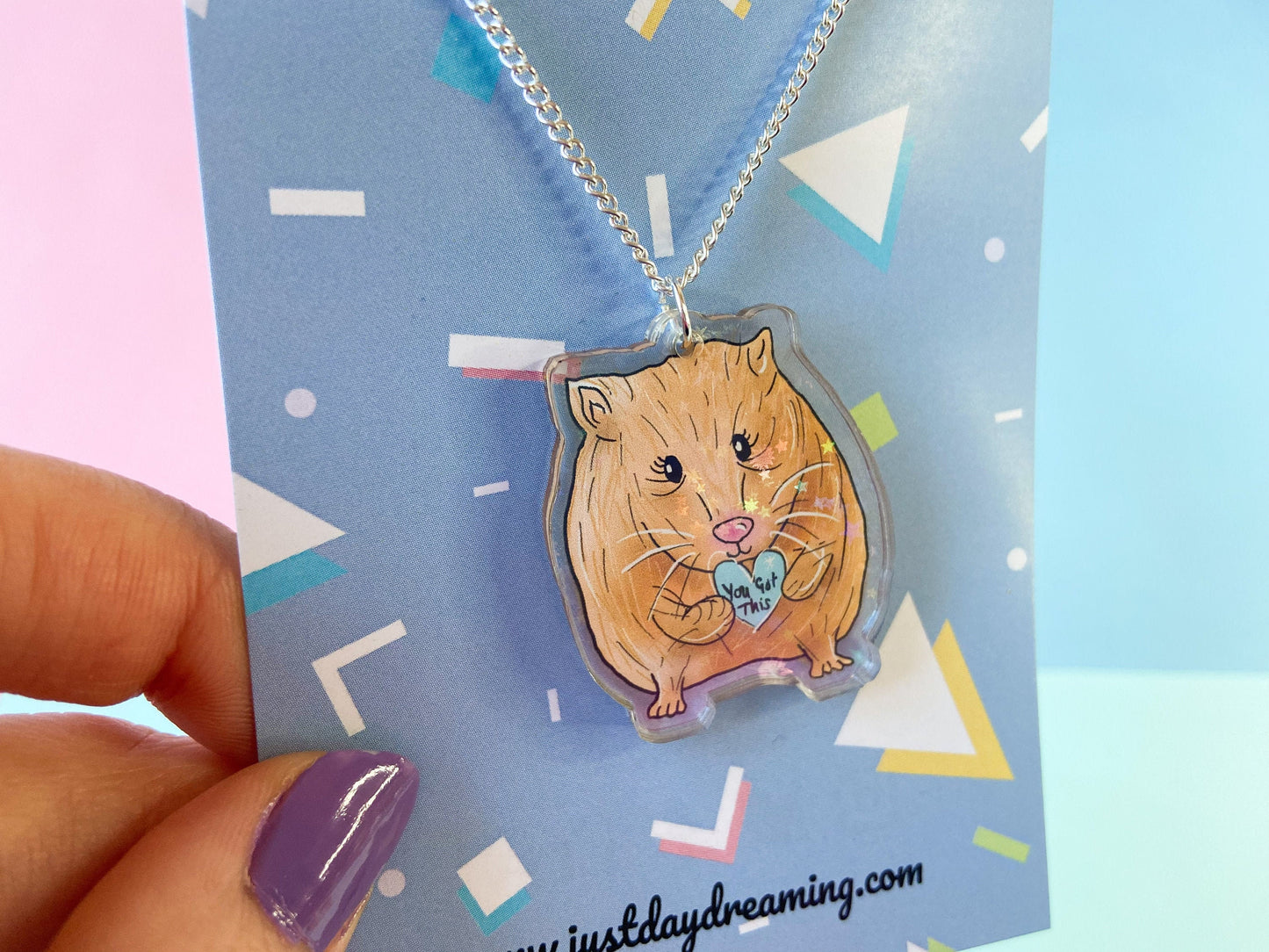 Motivational Hamster Necklace, Animal Jewellery