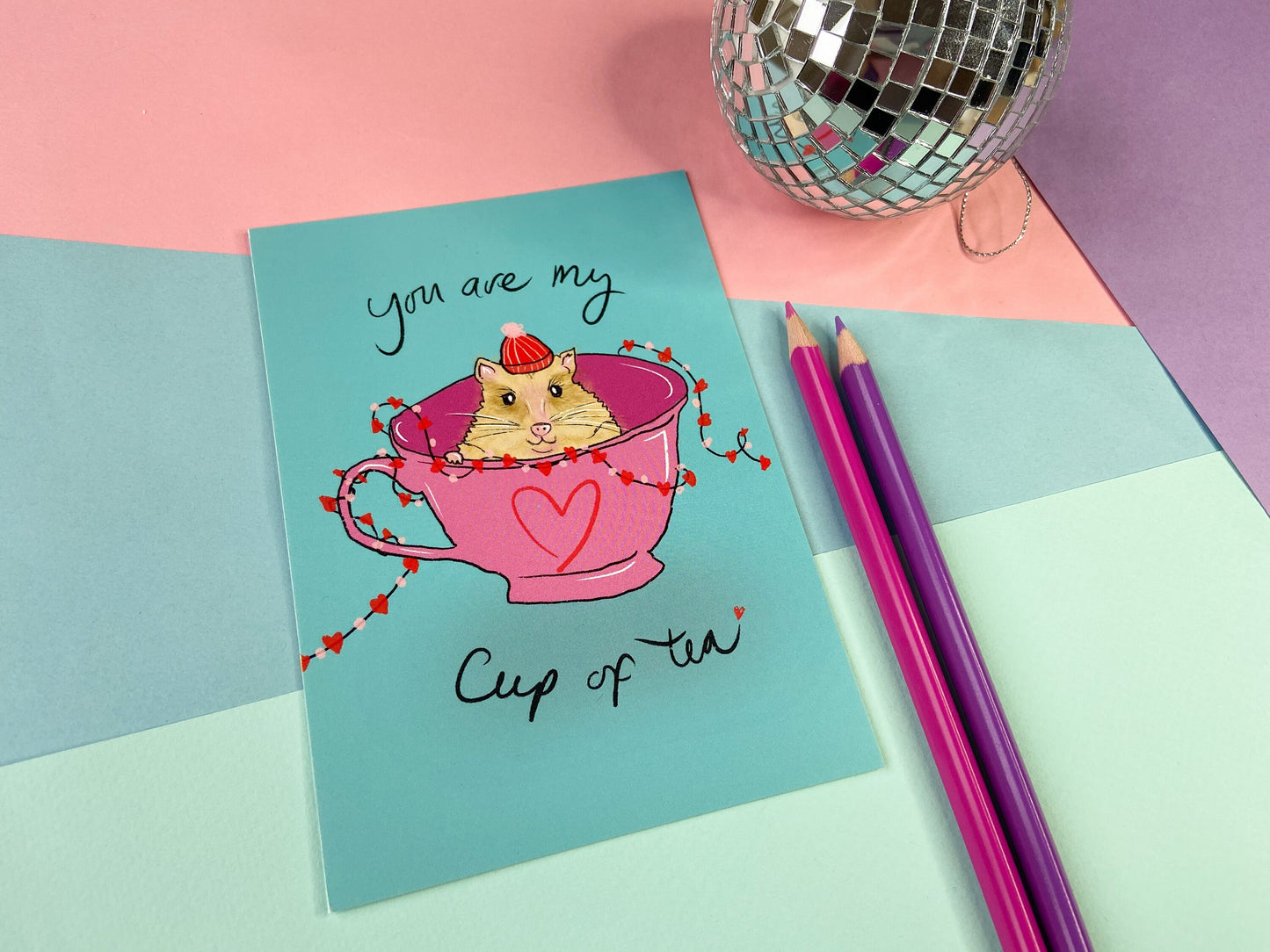 My Cup of Tea Postcard, Hamster Teacup