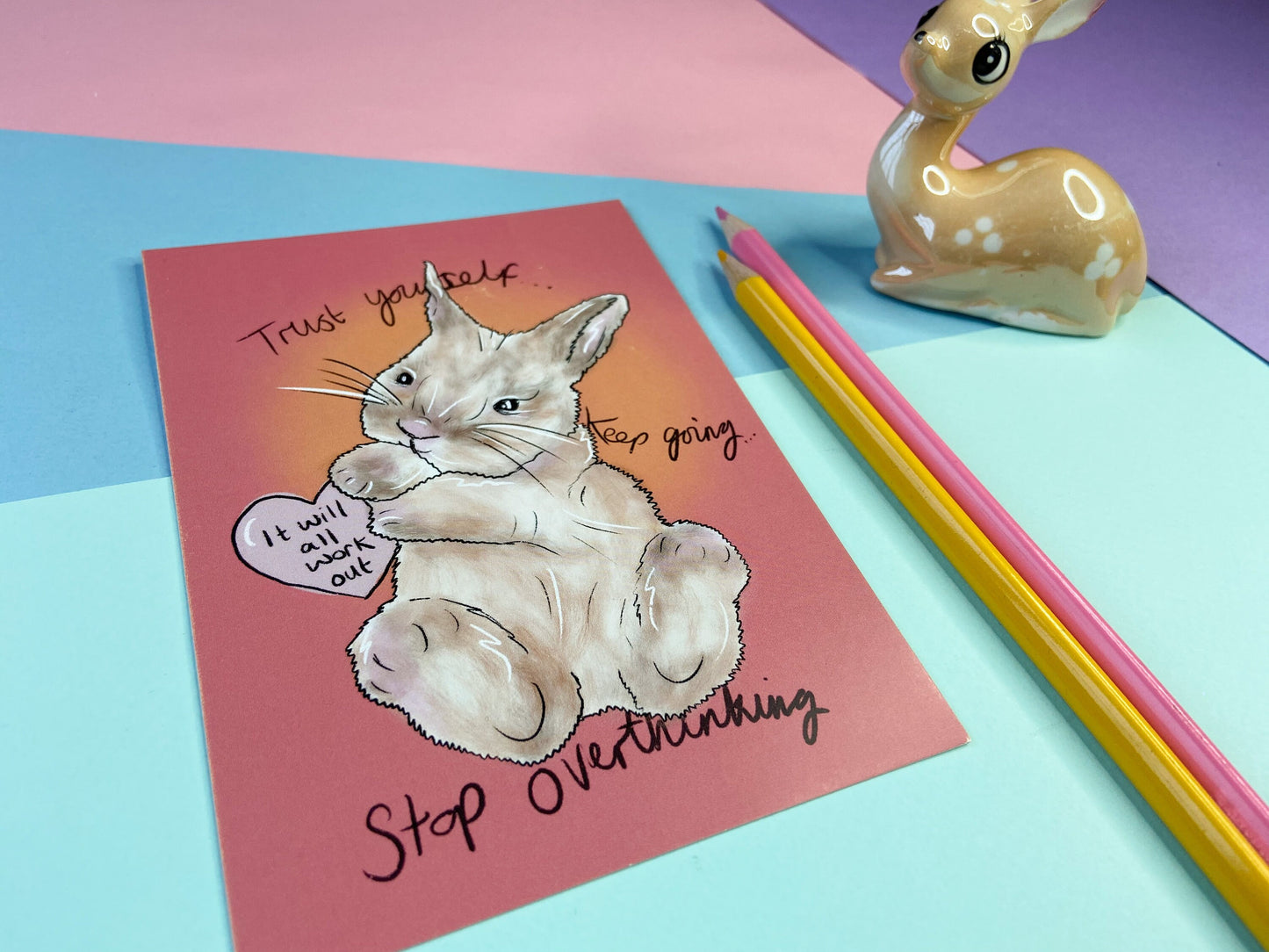 The Believe in you Bunny Postcard, Cute Motivational Quote