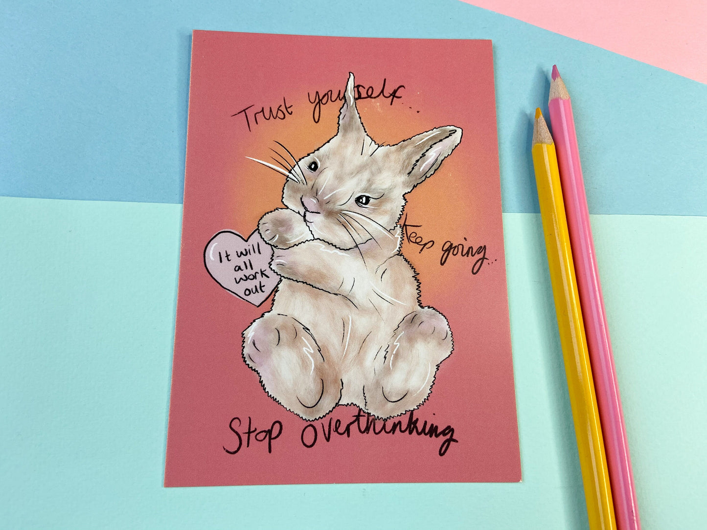 The Believe in you Bunny Postcard, Cute Motivational Quote