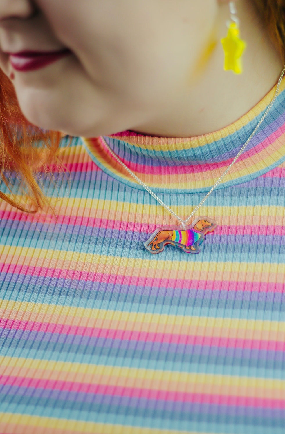 Sausage Dog Necklace, Colourful Dachshund Jewellery