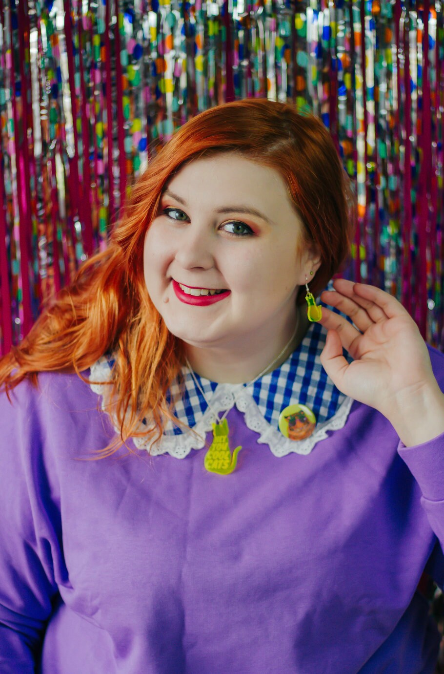 Neon Yellow Cat Earrings, Autumn Jewellery