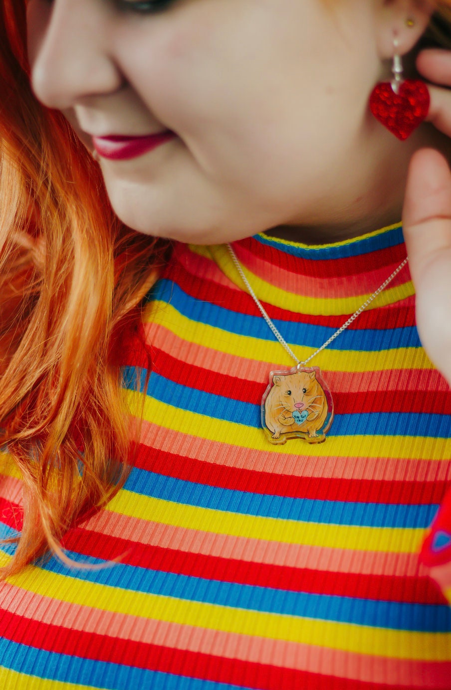 Motivational Hamster Necklace, Animal Jewellery