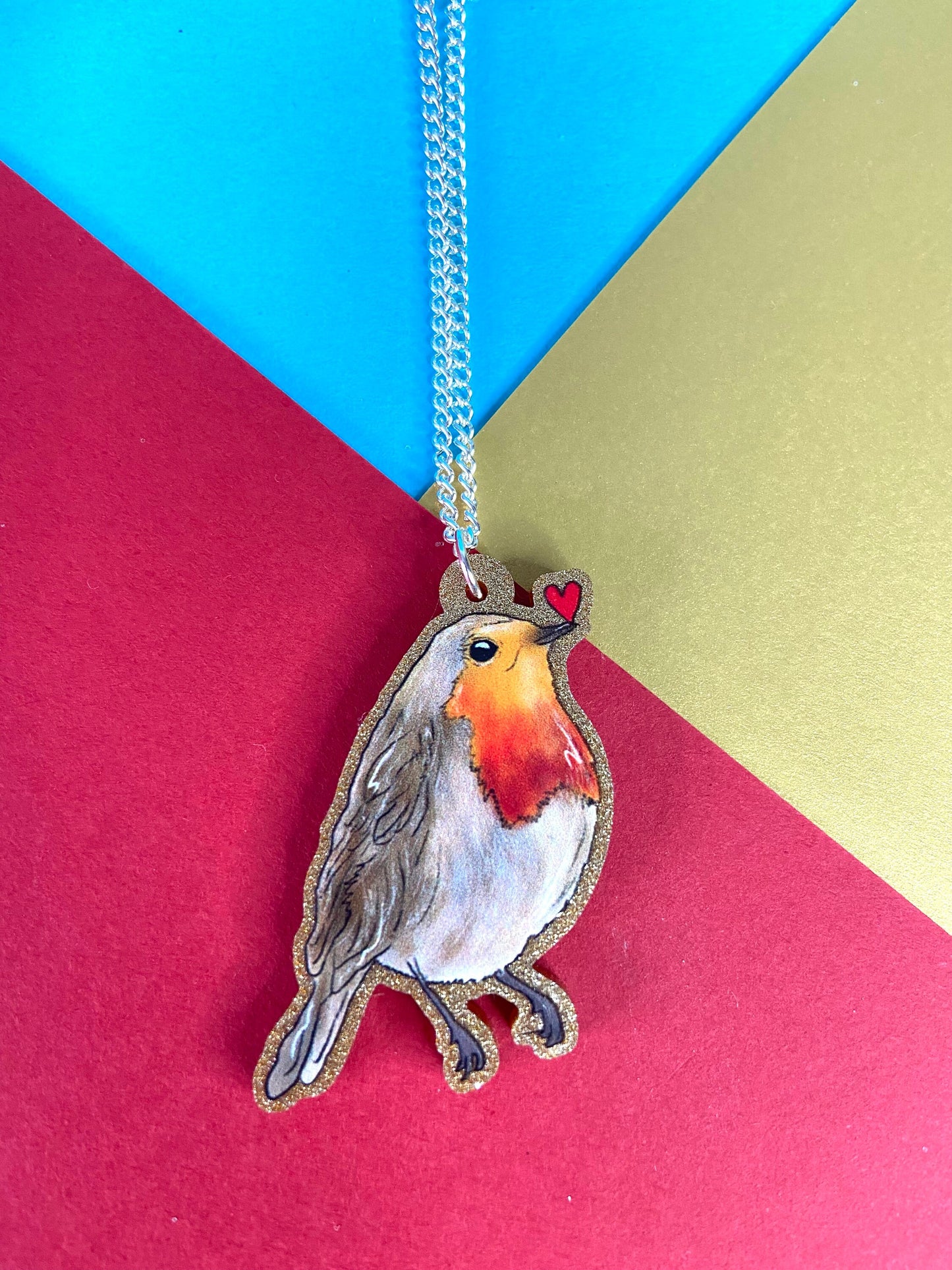 Robin Heart Necklace, Winter Jewellery