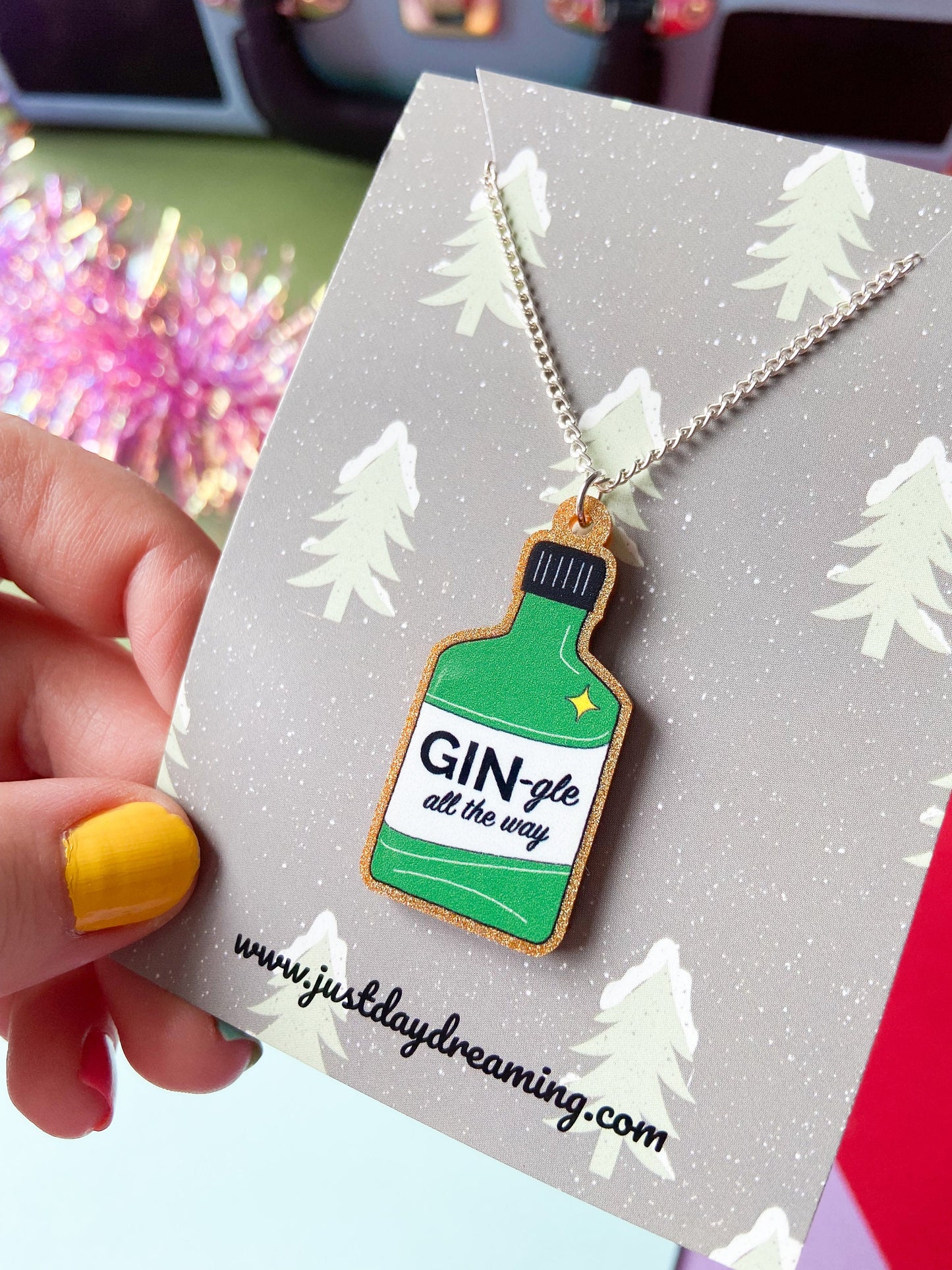 Fun Gin Necklace, Christmas Jewellery
