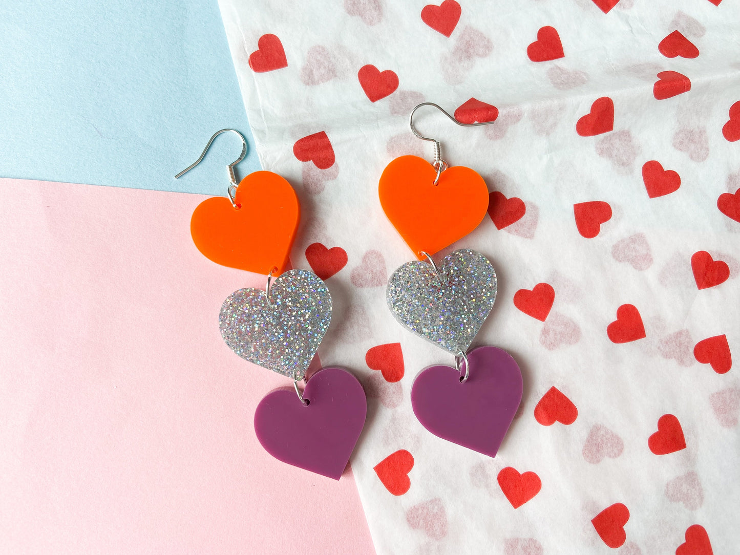 Sparkle Heart Earrings, Harries Jewellery