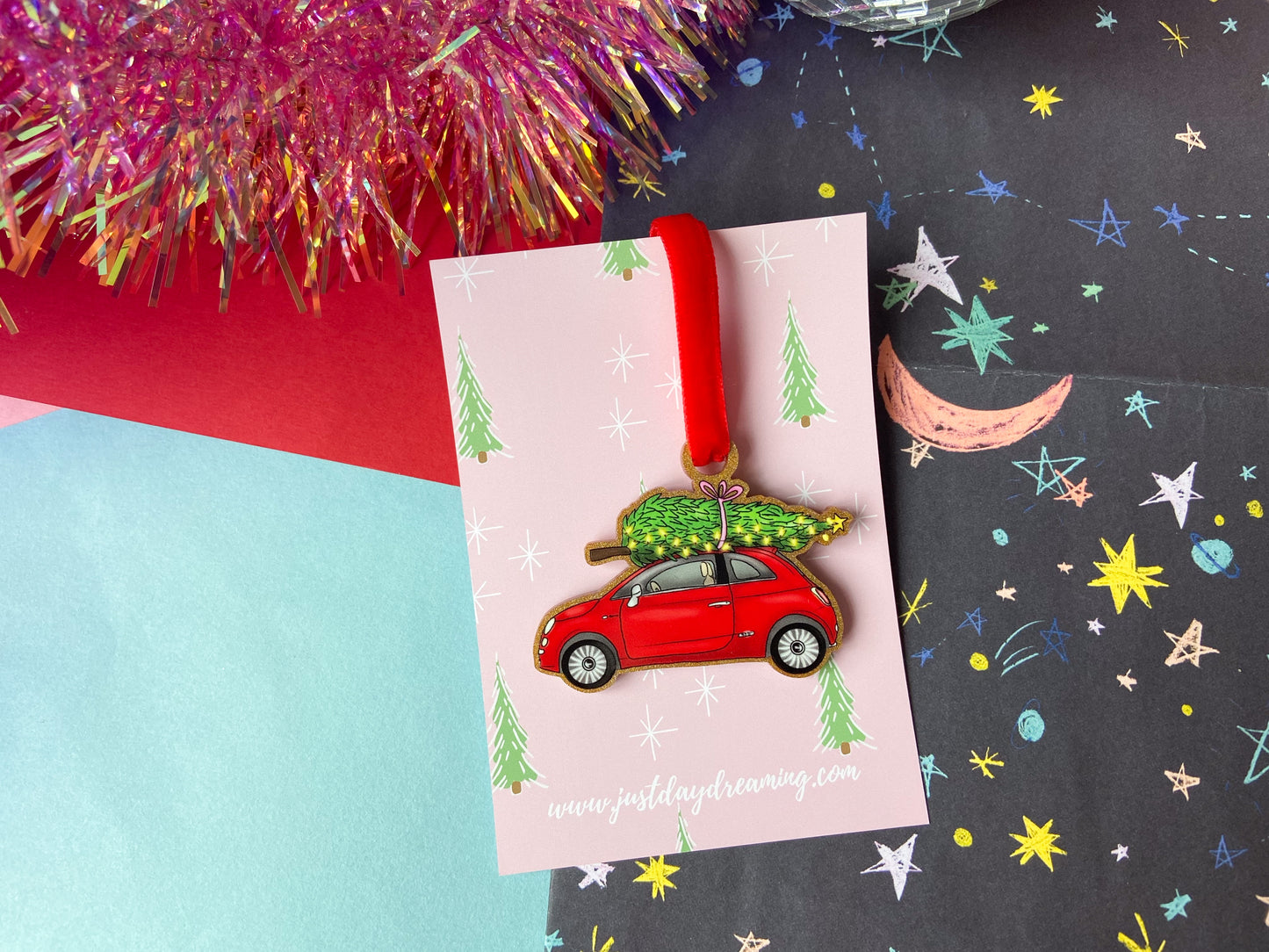 Red 500 Car Christmas Decoration