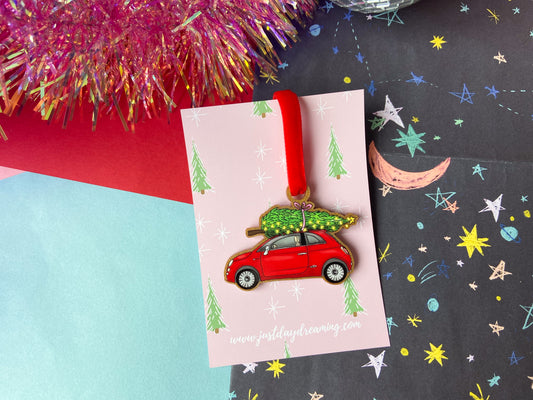 Red 500 Car Christmas Decoration