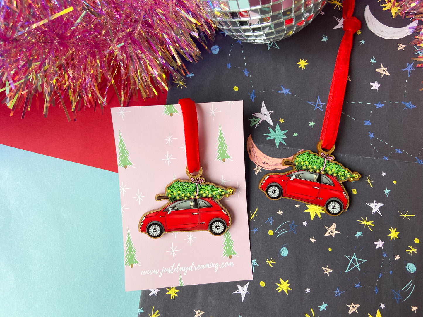 Red 500 Car Christmas Decoration