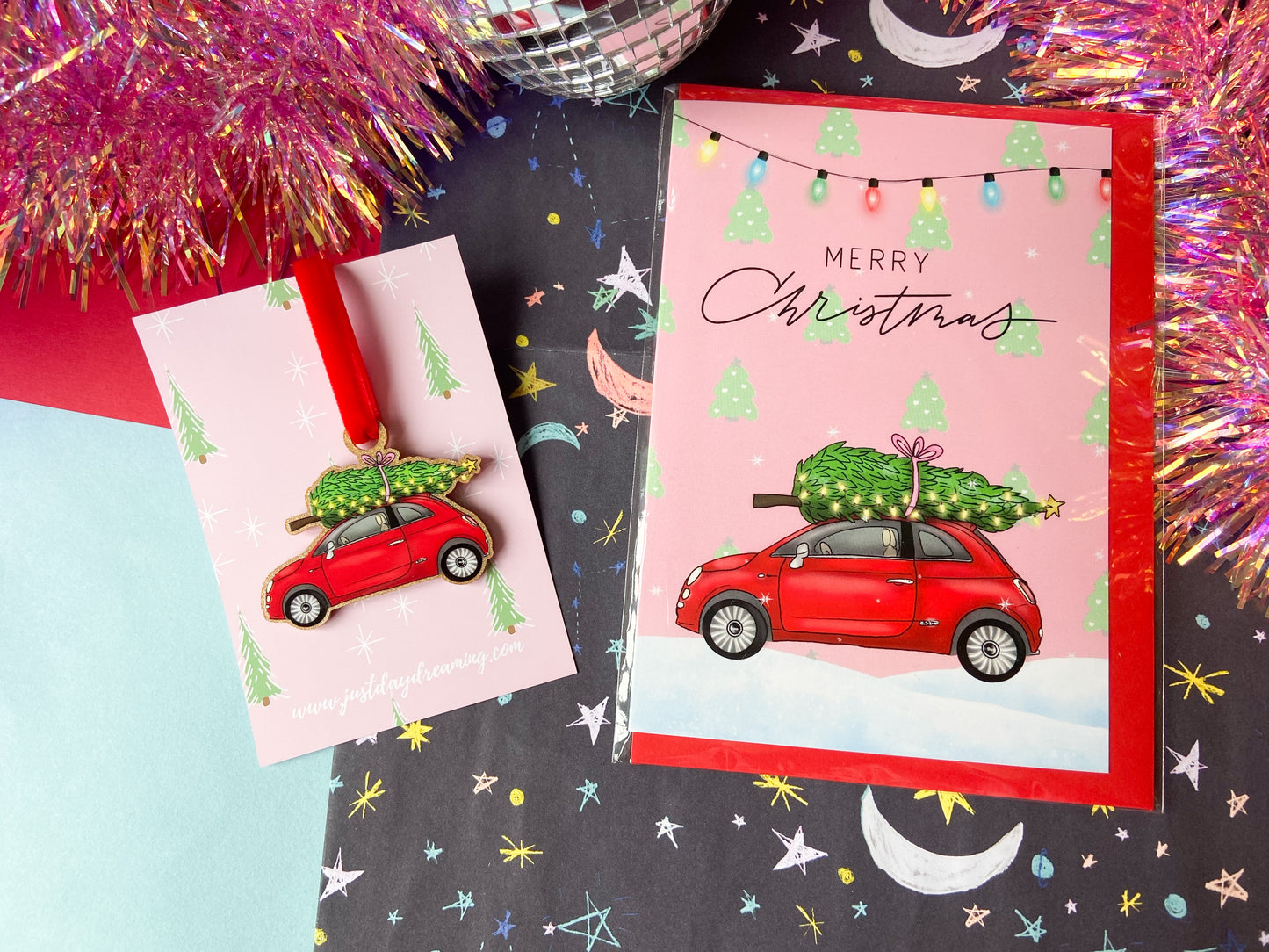 Red 500 Car Christmas Decoration